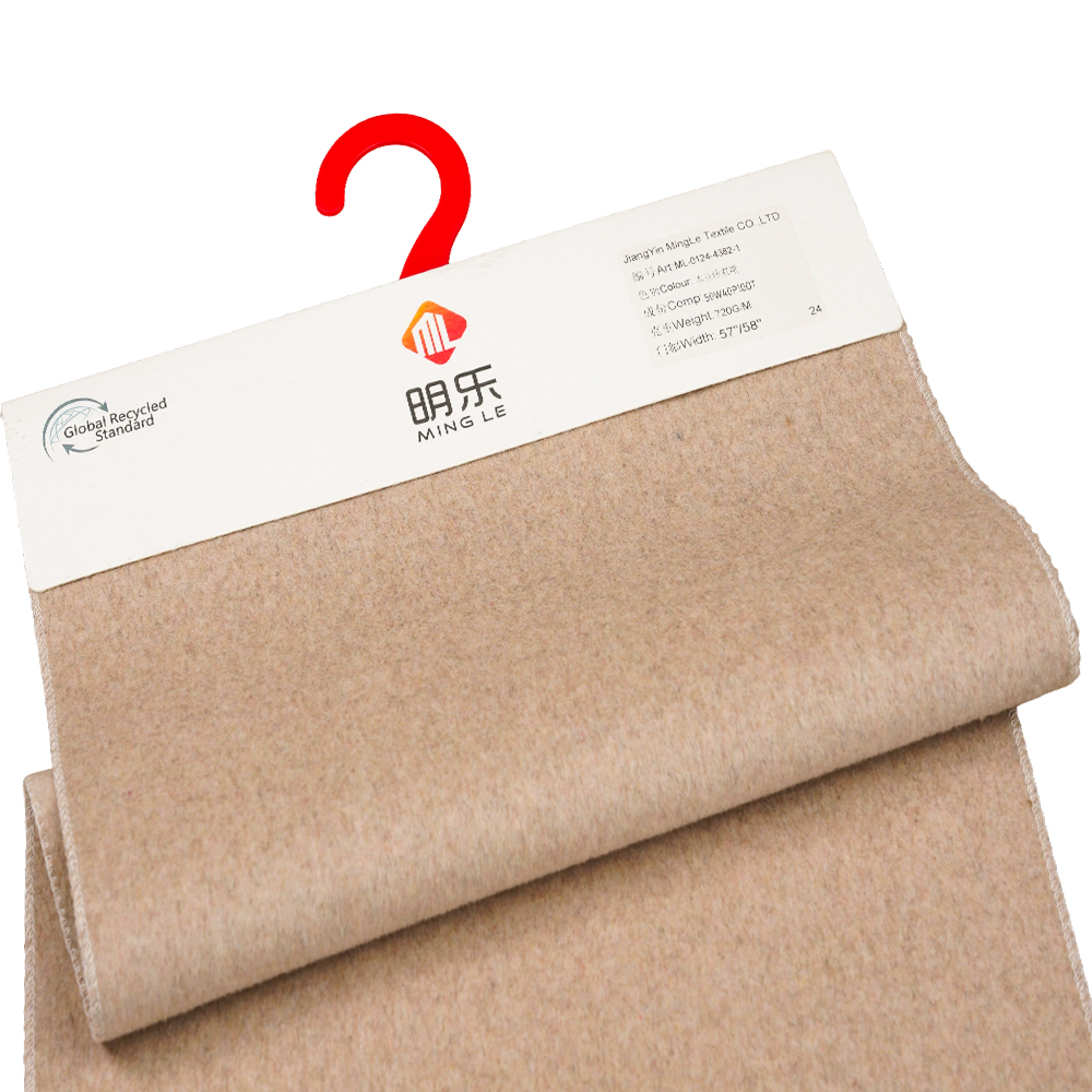 50% vuna, 40% poliester, 10% ostala vlakna, 720G/M, boja paste graha, debela dvostrana vunena tkanina, ML-0124-4382-1