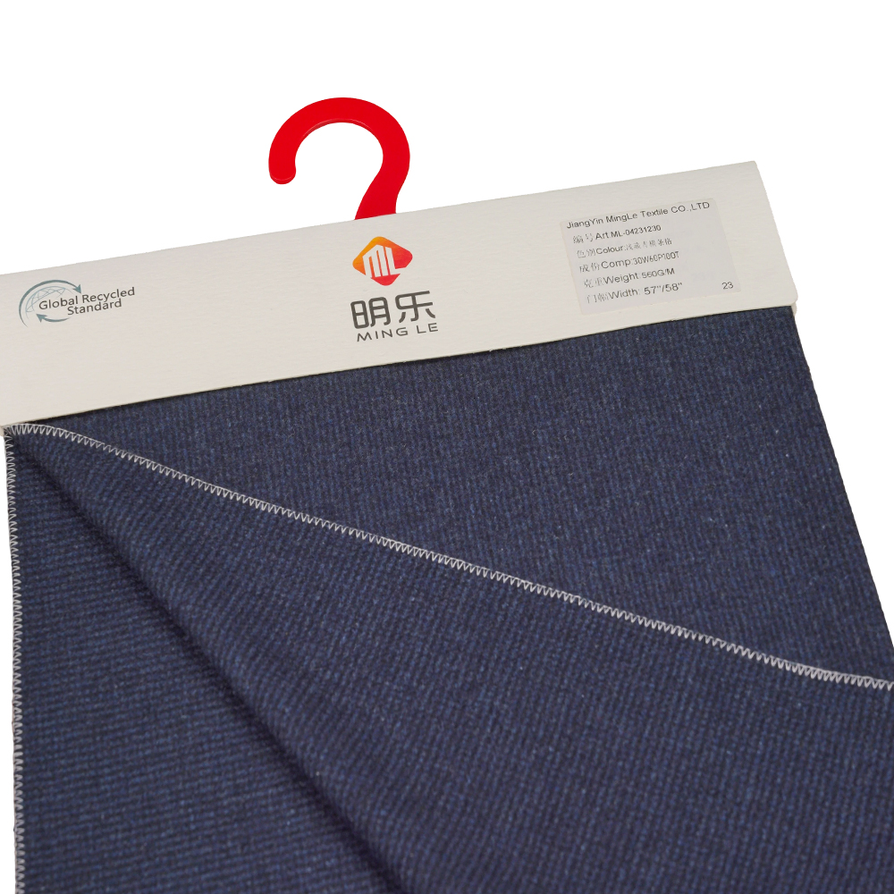 30% vuna, 60% poliester, 10% ostala vlakna, 560G/M, Benzhiqing + plavozelena, vodoravna prugasta tkanina od tvida, ML-04231230