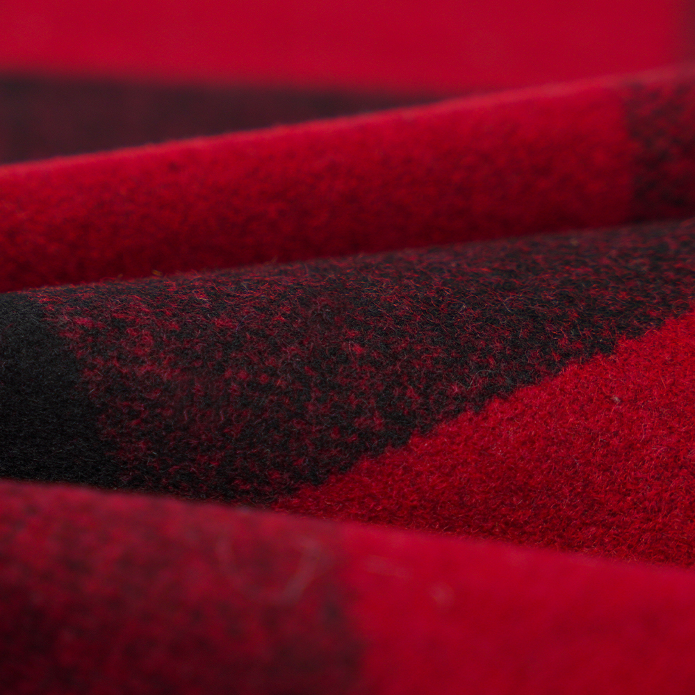 50% vuna, 40% poliester, 10% ostala vlakna, 760G/M, crni i crveni karirani, Melton tkanina, ML-3010354