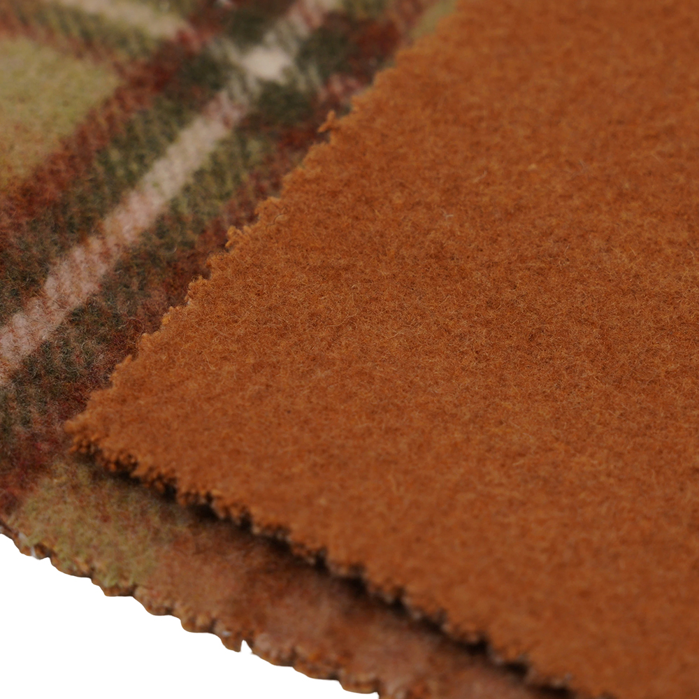 50% vuna, 40% poliester, 10% ostala vlakna, 860G/M, smeđe i žuto karirano, baršunasta tkanina, ML-062142104